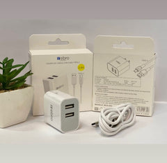 Cargador 12W con 2 puertos USB y cable USB-A a USB-C - WCA-003