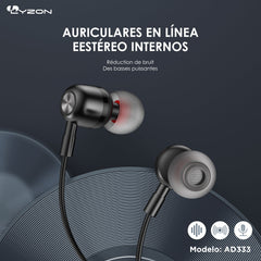 Audífonos Manos Libres Metálico AD333 - Mishop Mexico