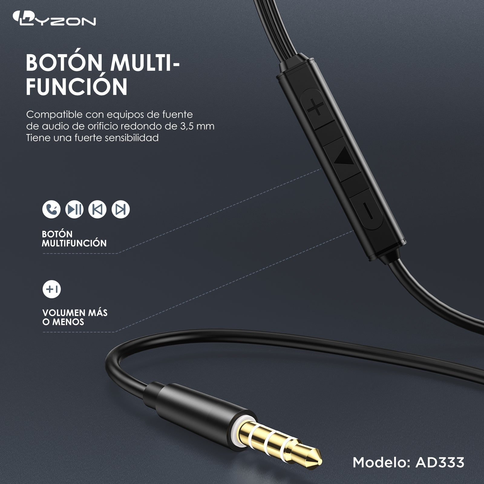 Audífonos Manos Libres Metálico AD333 - Mishop Mexico