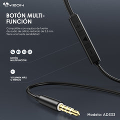 Audífonos Manos Libres Metálico AD333 - Mishop Mexico