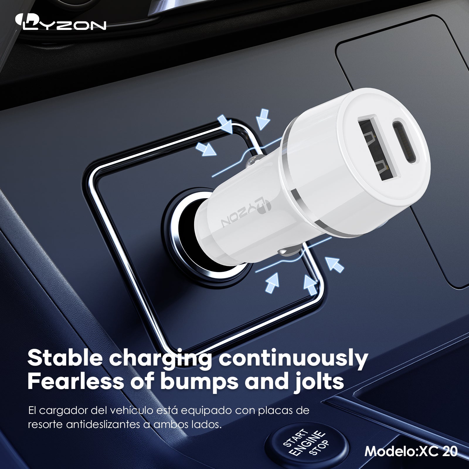 Cargador De coche LYZON XC20 - Mishop Mexico