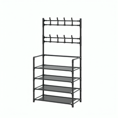 Organizador multifuncional rack con 4 niveles y perchero 60x28x154cm