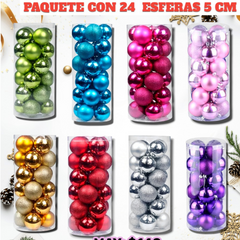 PAQUETE DE  24 ESFERAS NAVIDEÑAS