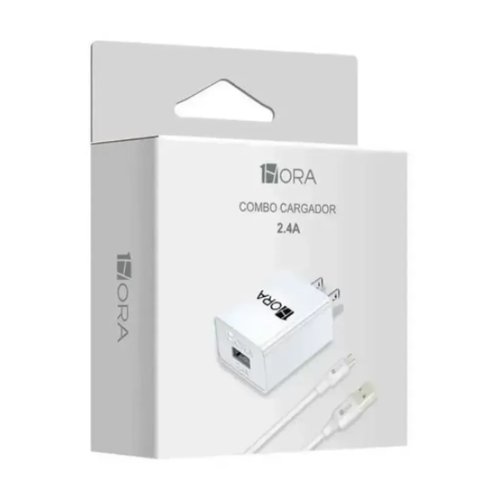 1HORA Cargador Rápido Dual 12w USB Y Cable V8 2.4a GAR160