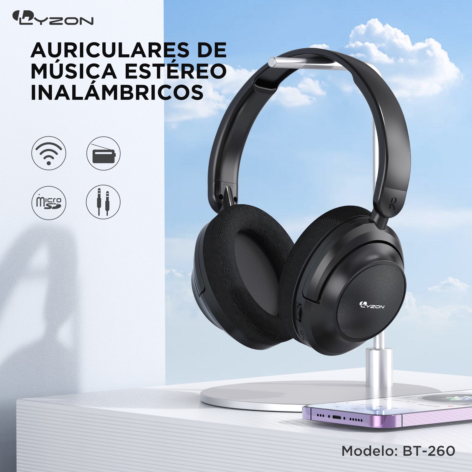 CDMX-Audífono De Diadema Bluetooth BT-260