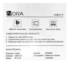Cable con entrada iphone 2.1a 1hora - cab179