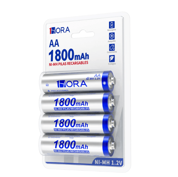 1HORA Pilas AA Recargables Baterías 1800mAh 4 Unidades GAR133