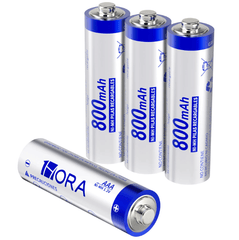 1HORA Pilas AAA Recargables Baterías 800mAh 4 Unidades GAR134