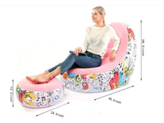 CDMX Sillón inflable Portátil 2 en 1  incluye reposapiés, sencillo, cómodo y facil de guardar