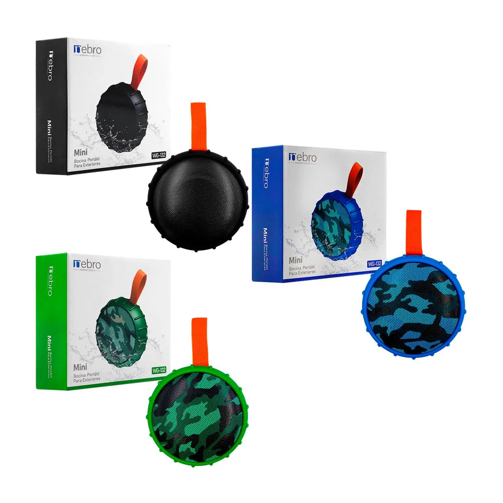 Bocina mini nebro redonda, inalámbrica con protección para exteriores - WG-132