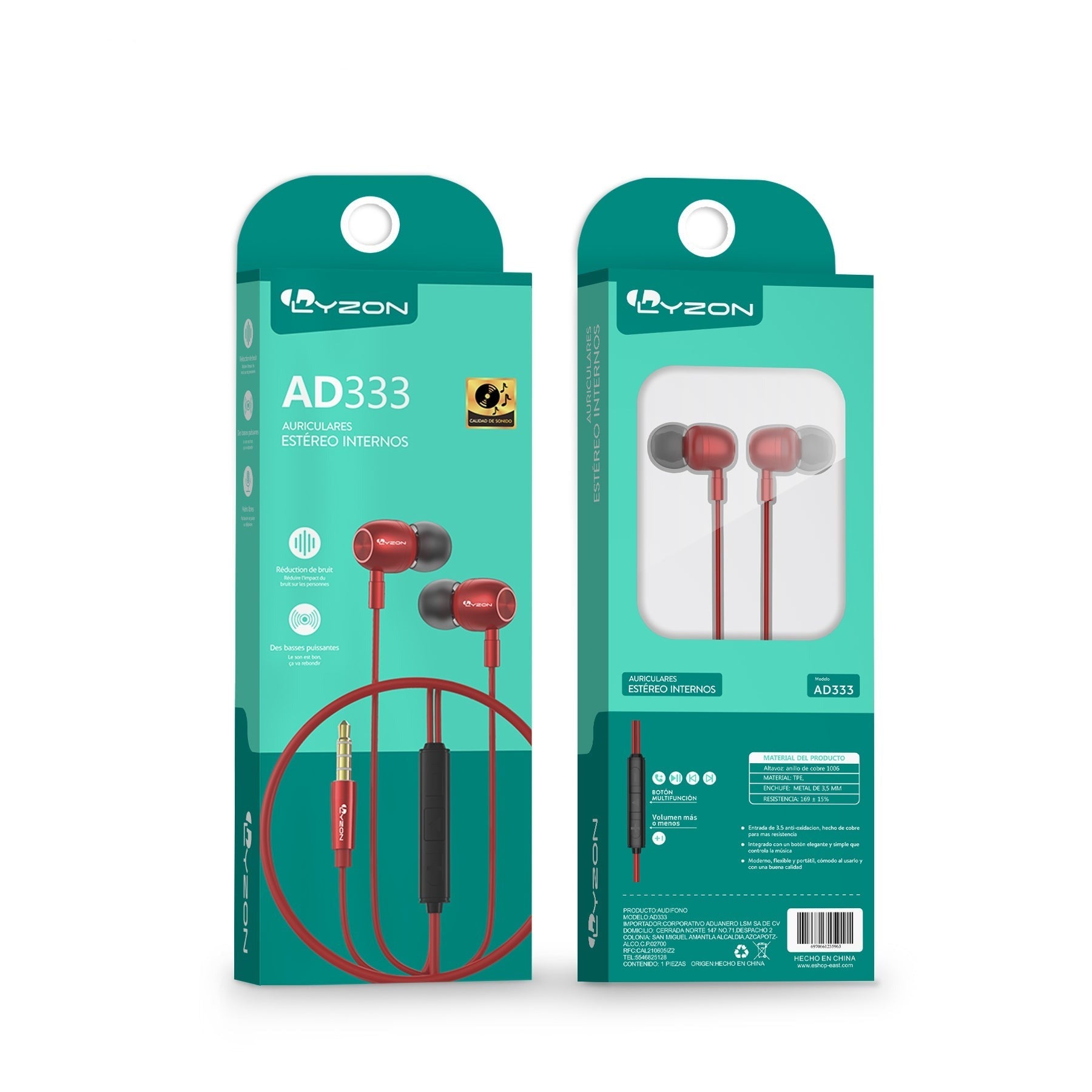 Audífonos Manos Libres Metálico AD333 - Mishop Mexico