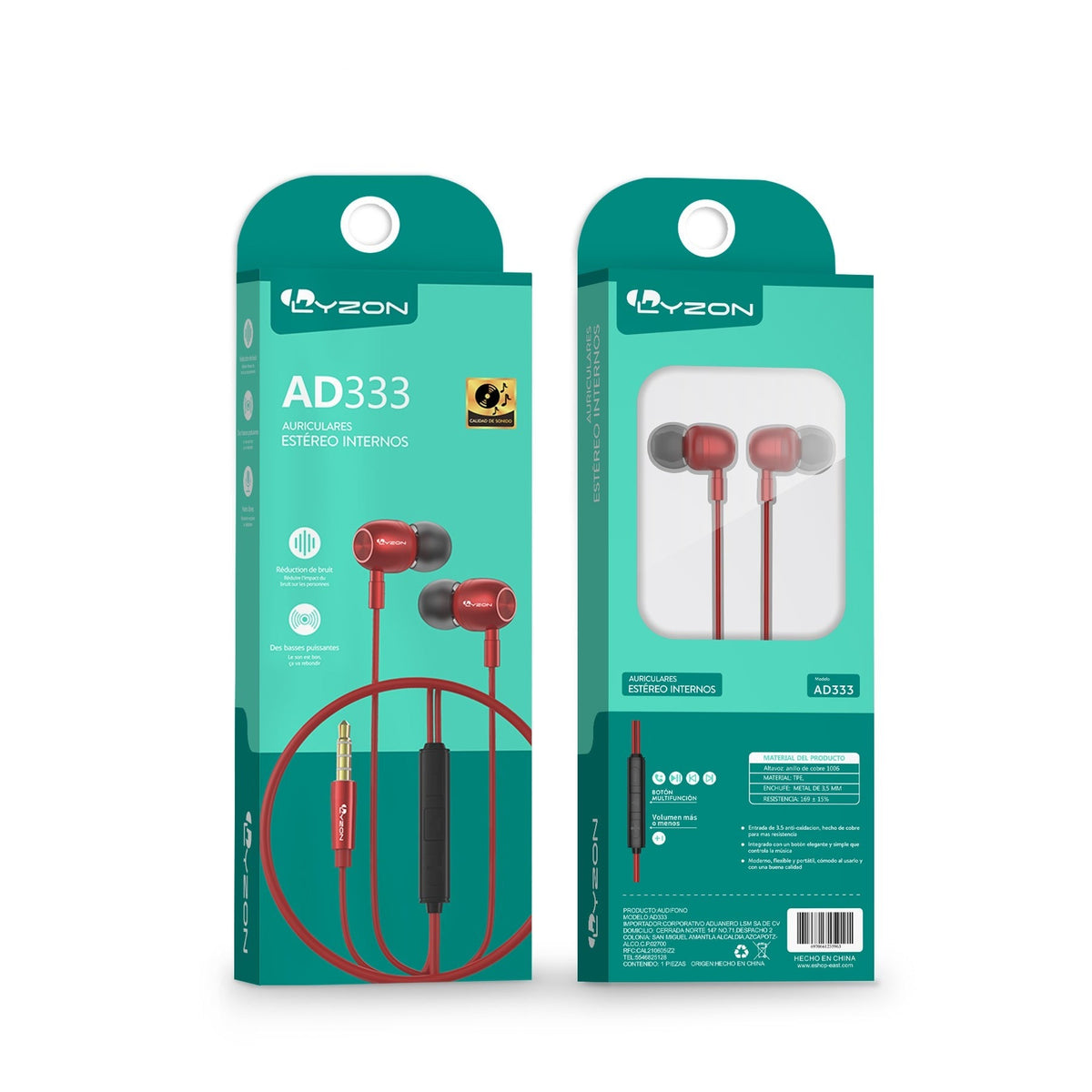 Audífonos Manos Libres Metálico AD333 - Mishop Mexico