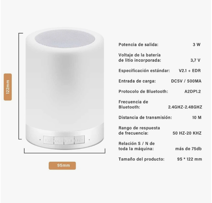 CDMX - Bocina Bluetooth Touch Lamp