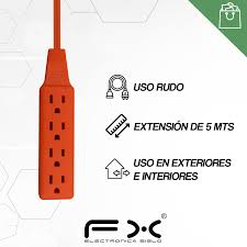 Extensión eléctrica de 5 metros con barra multicontacto de 4 enchufes - CHA-485