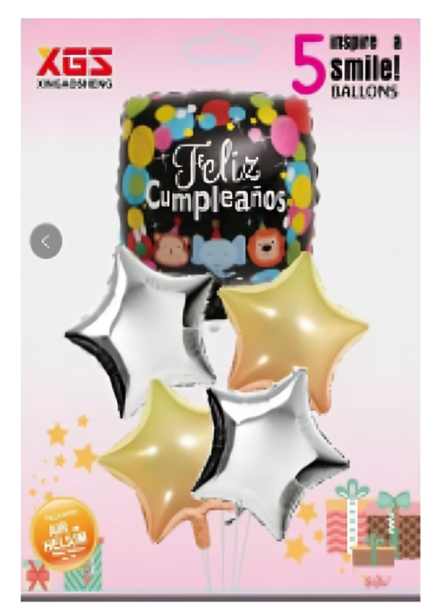 Set de 5pz globos diseño de aluminio - 34809-40