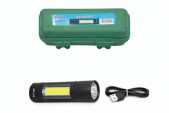Linterna de mano chica, cilíndrica, recargable, con modos de iluminación y focos laterales, variedad de usos / led-615 FX